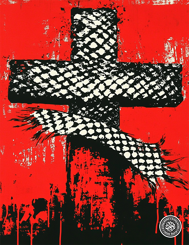 Palestinian Cross and Keffiyeh Artwork - An homage to the land and people of Palestine. - By Dhamiri