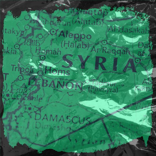 A detailed map of Syria showing key regions and areas of conflict